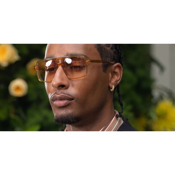 New TOM FORD Kemp Yellow Square FT1177/S 39F Sunglasses Women - Picture 4 of 5